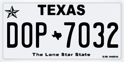 TX license plate DOP7032