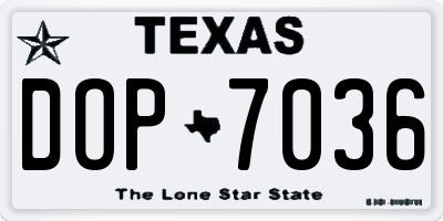 TX license plate DOP7036