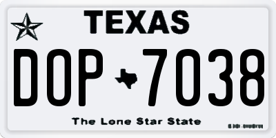 TX license plate DOP7038