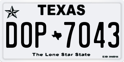 TX license plate DOP7043