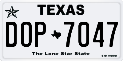 TX license plate DOP7047