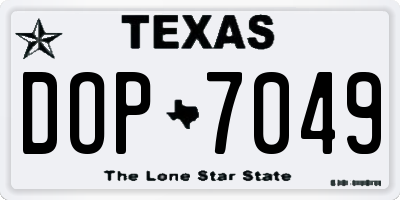 TX license plate DOP7049