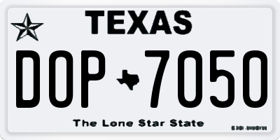 TX license plate DOP7050