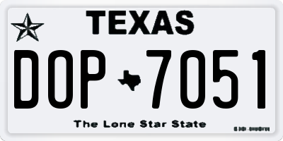TX license plate DOP7051
