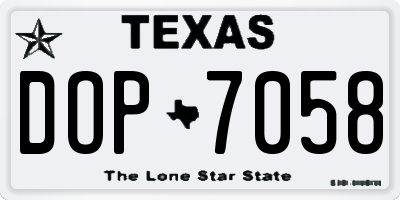 TX license plate DOP7058