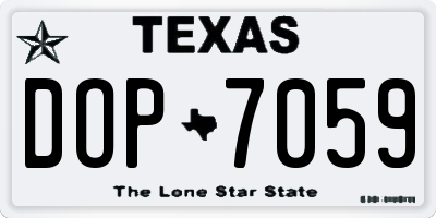 TX license plate DOP7059