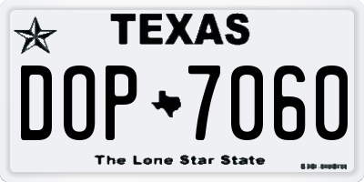 TX license plate DOP7060