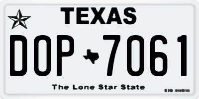 TX license plate DOP7061