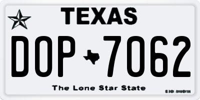 TX license plate DOP7062