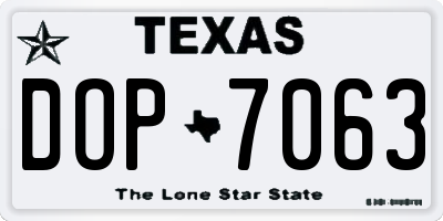 TX license plate DOP7063