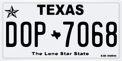 TX license plate DOP7068