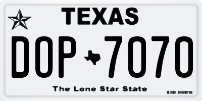 TX license plate DOP7070