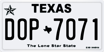 TX license plate DOP7071