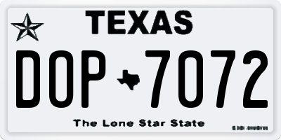 TX license plate DOP7072