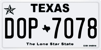 TX license plate DOP7078