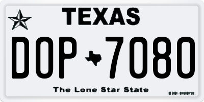 TX license plate DOP7080