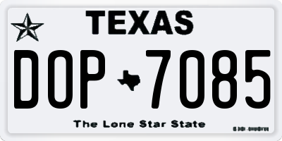 TX license plate DOP7085