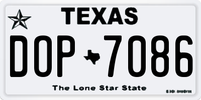 TX license plate DOP7086