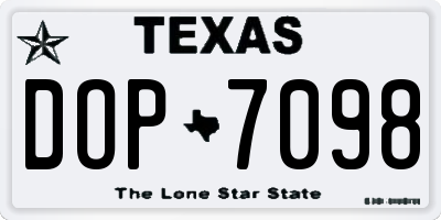 TX license plate DOP7098