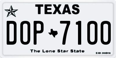 TX license plate DOP7100