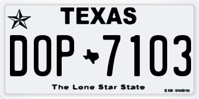 TX license plate DOP7103