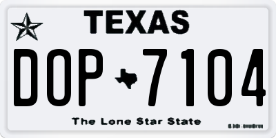 TX license plate DOP7104