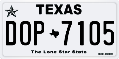TX license plate DOP7105
