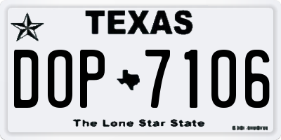TX license plate DOP7106