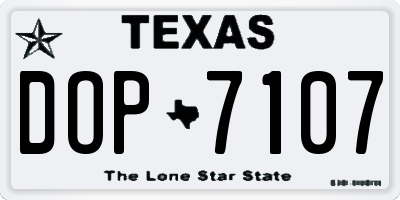 TX license plate DOP7107