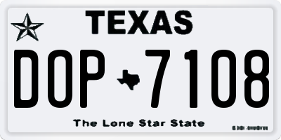 TX license plate DOP7108
