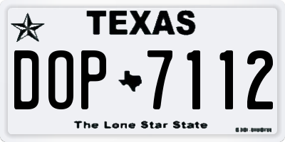 TX license plate DOP7112
