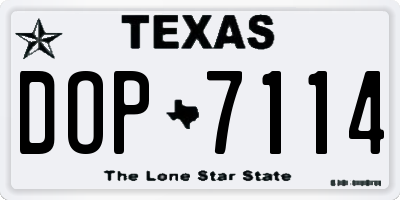 TX license plate DOP7114