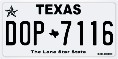 TX license plate DOP7116