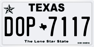 TX license plate DOP7117