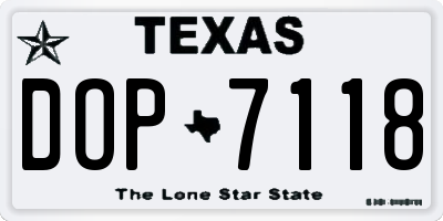 TX license plate DOP7118