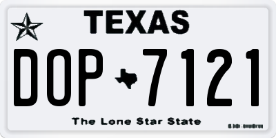 TX license plate DOP7121