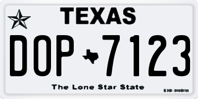 TX license plate DOP7123