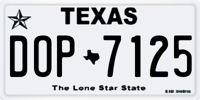 TX license plate DOP7125