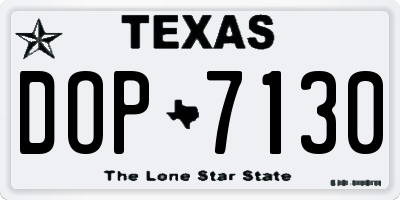 TX license plate DOP7130