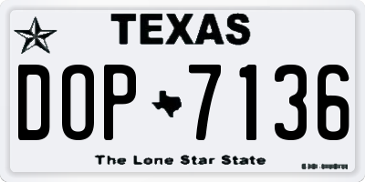 TX license plate DOP7136