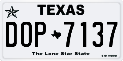 TX license plate DOP7137