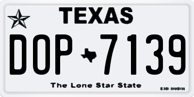 TX license plate DOP7139
