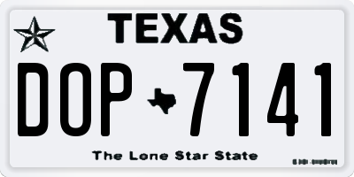TX license plate DOP7141
