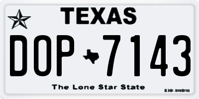 TX license plate DOP7143