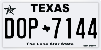 TX license plate DOP7144