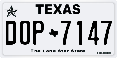 TX license plate DOP7147