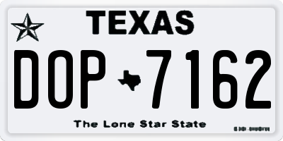 TX license plate DOP7162