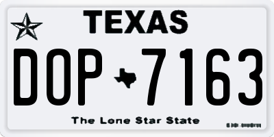 TX license plate DOP7163
