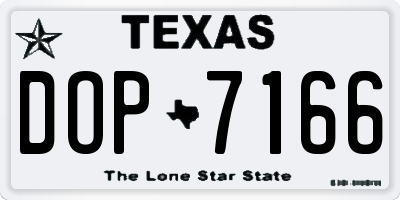 TX license plate DOP7166