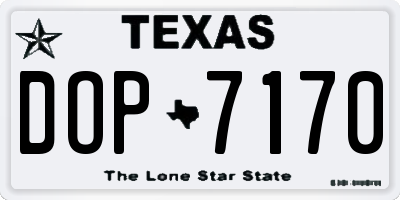 TX license plate DOP7170